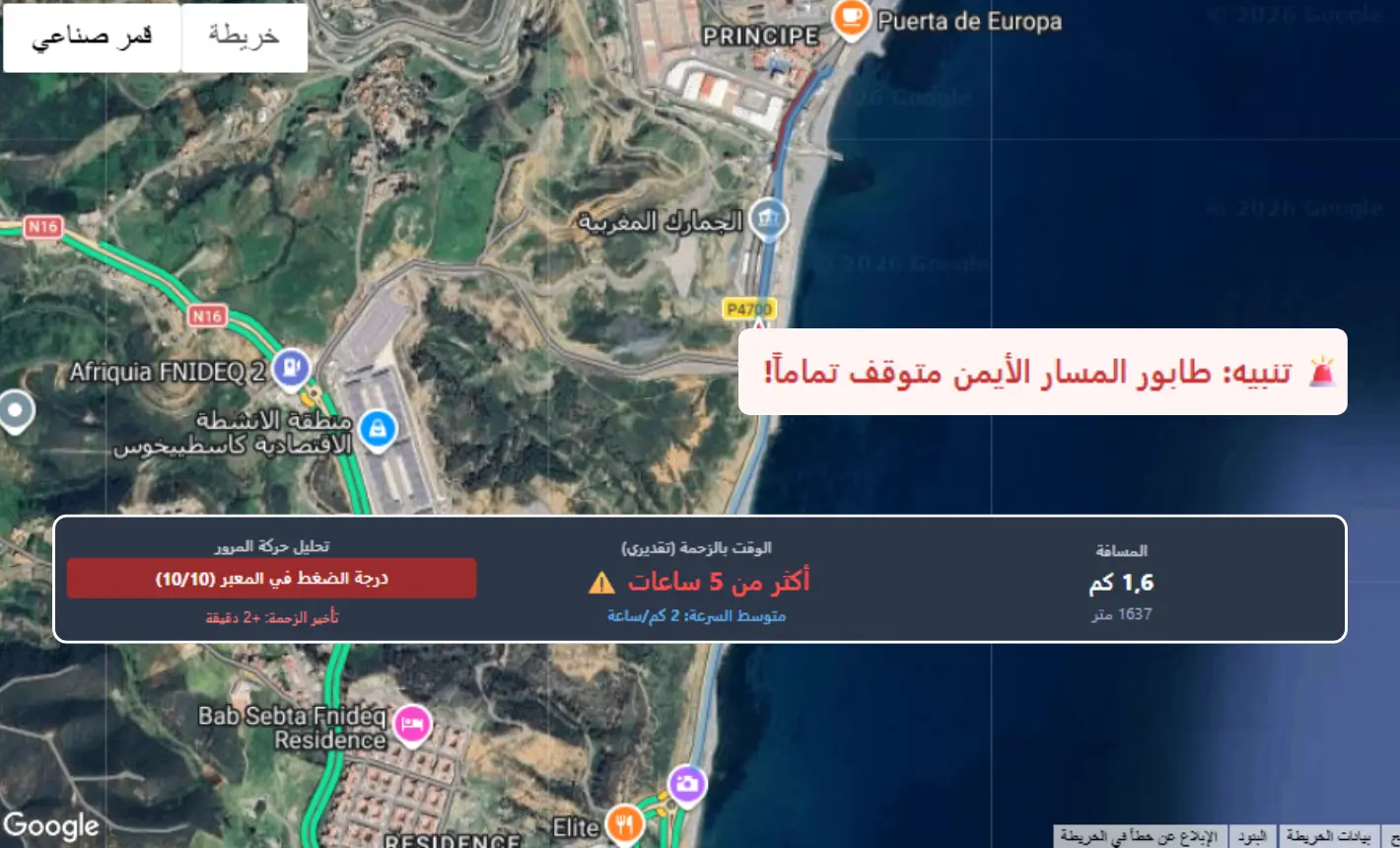 حقيقة مستشعر حالة حركة المرور في معبر باب سبتة