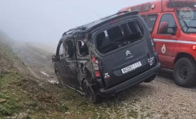 حادثة سير خطيرة بمنطقة عين الجير 8 حادثة سير لسيارة عائلة بجانب سيارة الوقاية المدنية