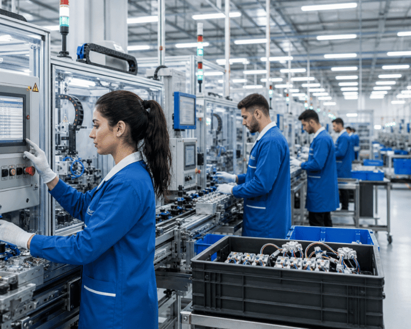 50 ouvrier machines automatiques production electrique
