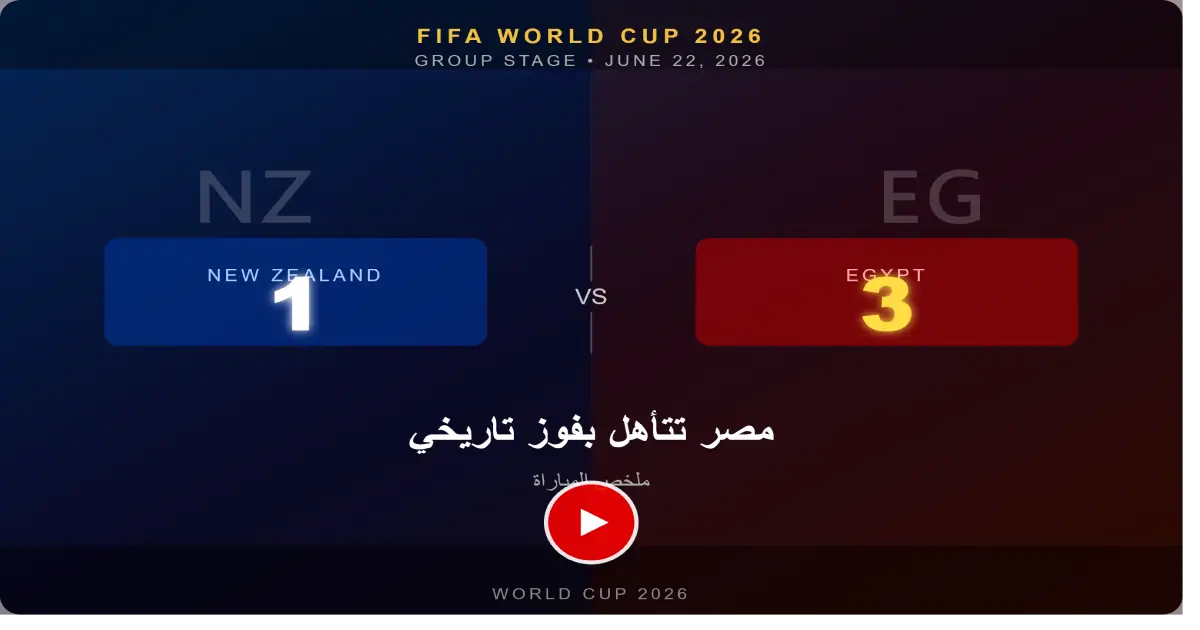 ملخص مباراة نيوزيلندا ومصر في كأس العالم 2026 1 ملخص مباراة نيوزيلندا ومصر